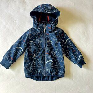 H&M Kids Navy Blue Dinosaur Soft Shell Water Resistant Rain Coat Jacket Size 3-4